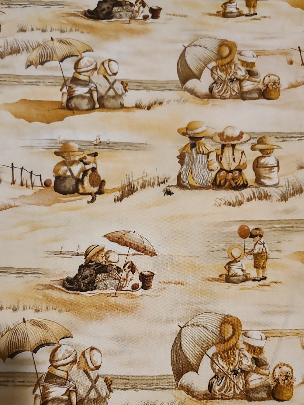 Elizabeth's Studio #1402 Friendship Sea, Vintage Children Sepiaton Fabric Sewing